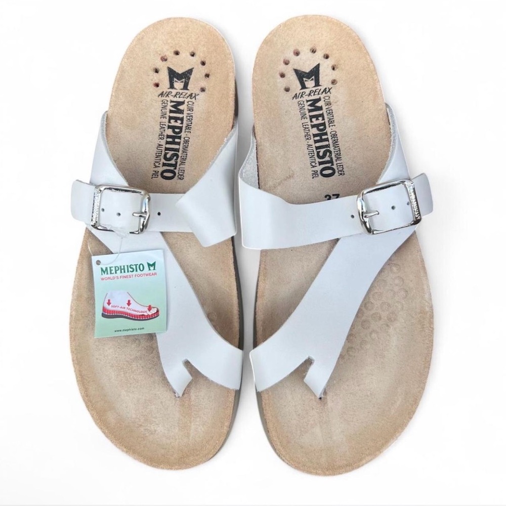 Mephisto White Leather Sandals
